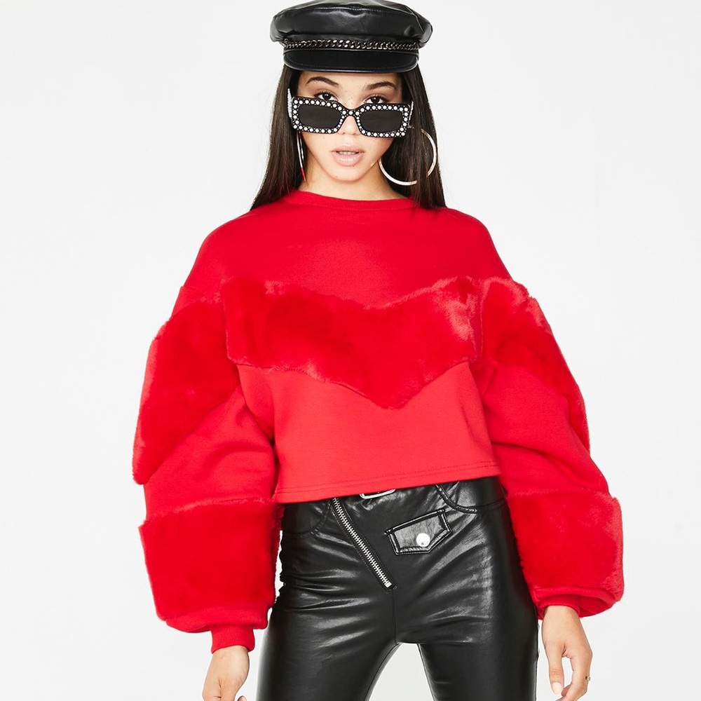 Faux fur crop sweater